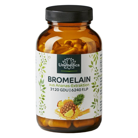 Bromelain - 1040 mg und 3.120 GDU | 6.240 F.I.P. pro Tagesdosis (2 Kapseln) - mit magensaftresistenten DR® Caps - 120 Kapseln