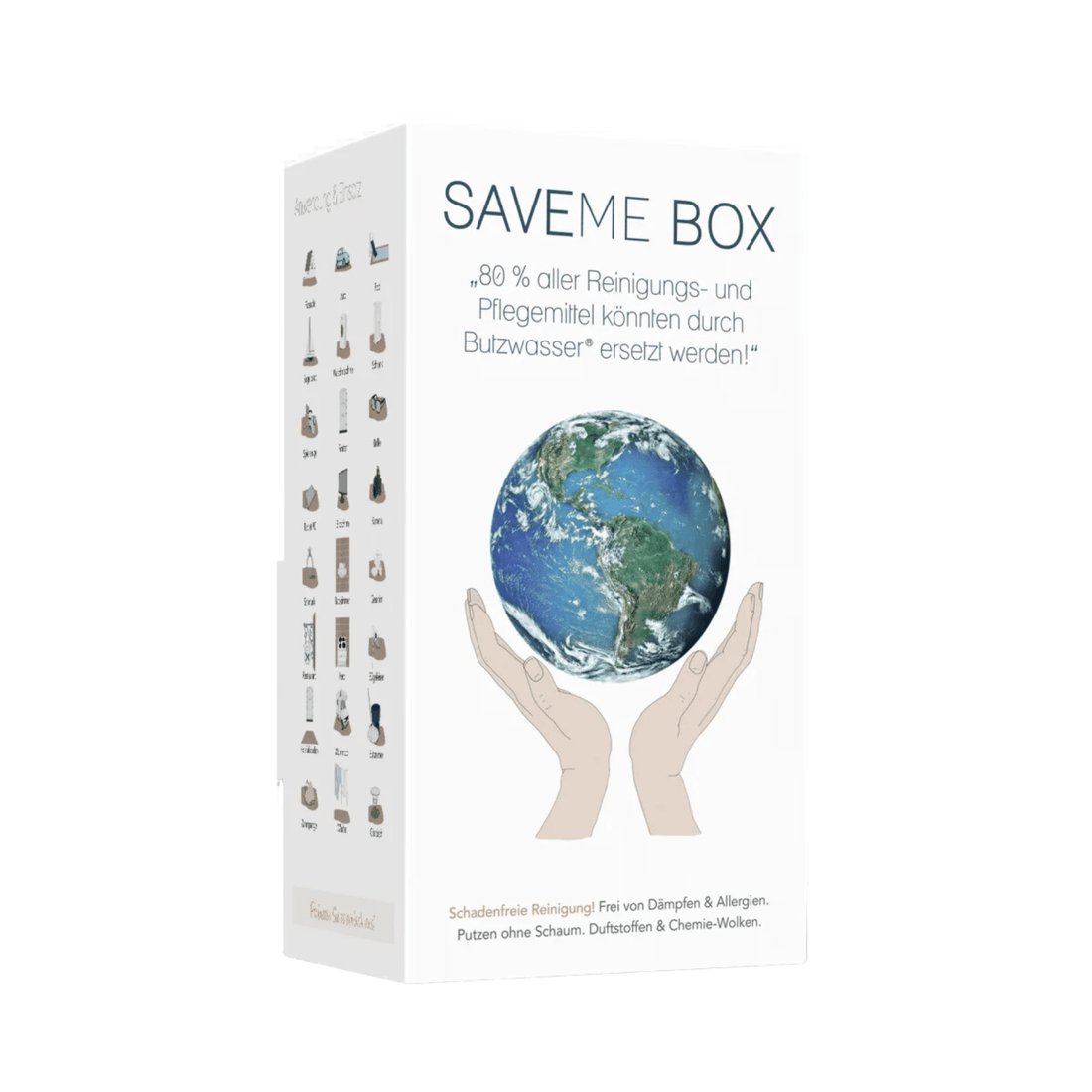 Save Me Box (Butzwasser Set mit Sprühflasche und 2 x Mikrofasertuch) - HaushaltHumanum Kornkammer Natur