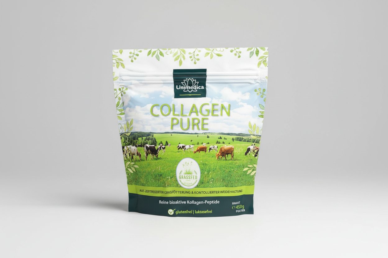 Collagen Pure - Kollagenprotein - aus LIAF zertifizierter Weidehaltung und Grasfütterung - 450 g Pulver Studiobild