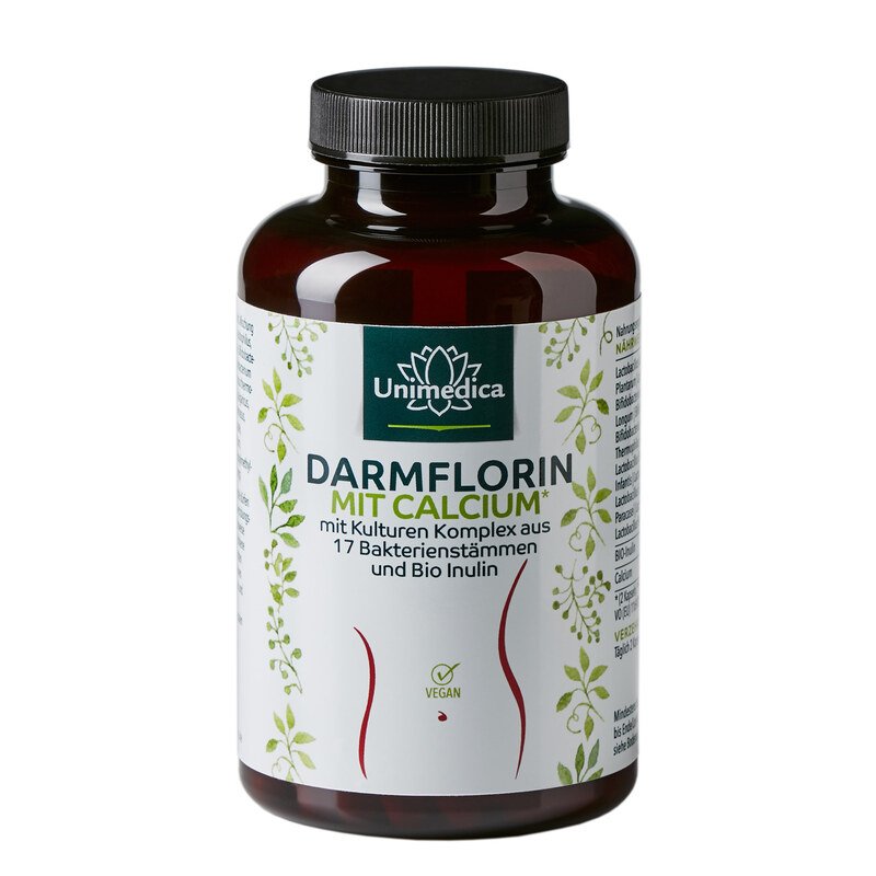 Darmflorin mit Calcium - mit Kulturen Komplex aus 17 Bakterienstämmen und Bio Inulin - 180 Kapseln