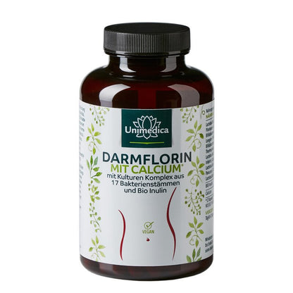 Darmflorin mit Calcium - mit Kulturen Komplex aus 17 Bakterienstämmen und Bio Inulin - 180 Kapseln