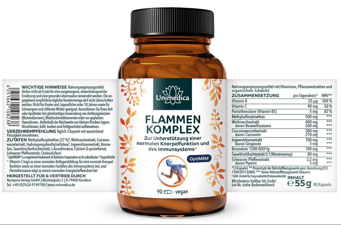 Flammen-Komplex - 90 Kapseln - von Unimedica Etikett
