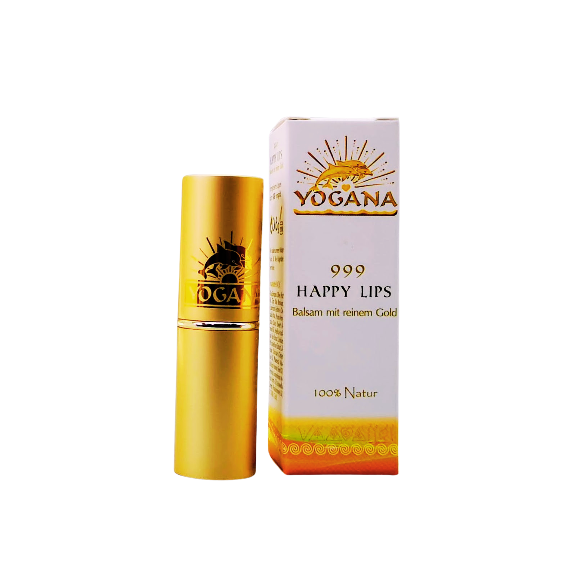 Yogana 999 Happy Lips Lippenbalsam Frau Gesicht Lippenstift Gold Kosmetik Kornkammer Natur mit Verpackung