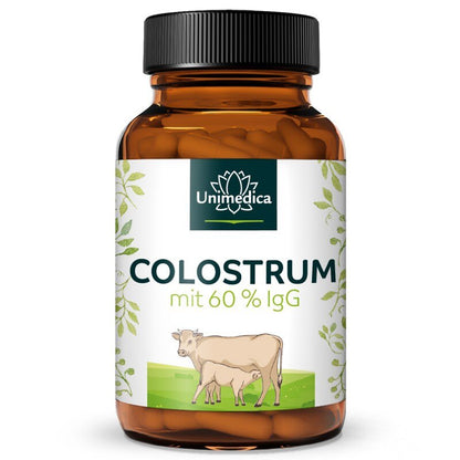 Colostrum - 600 mg pro Tagesdosis (2 Kapseln) - mit 60 % IgG - 60 Kapseln