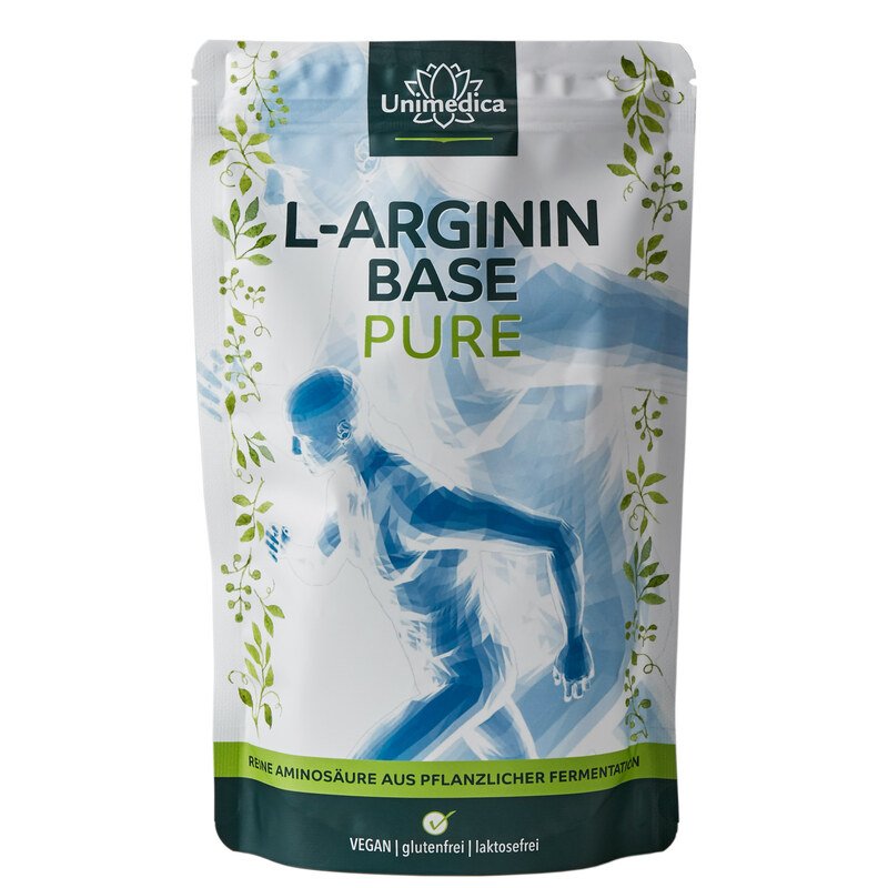 L-Arginin Base Pure Pulver - 5 g pro Tagesdosis - hochdosiert - aus pflanzlicher Fermentation - 500 g