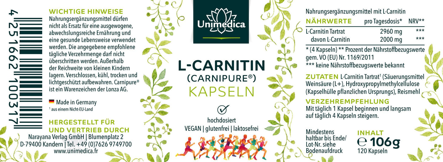 L-Carnitin (Carnipure®) - 2000 mg pro Tagesdosis