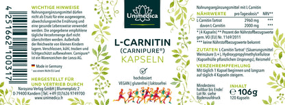 L-Carnitin Carnipure Kapseln hochdosiert Vegan glutenfrei und laktosefrei