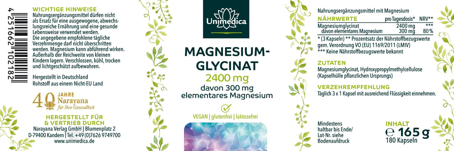 Magnesiumglycinat - Beschriftung