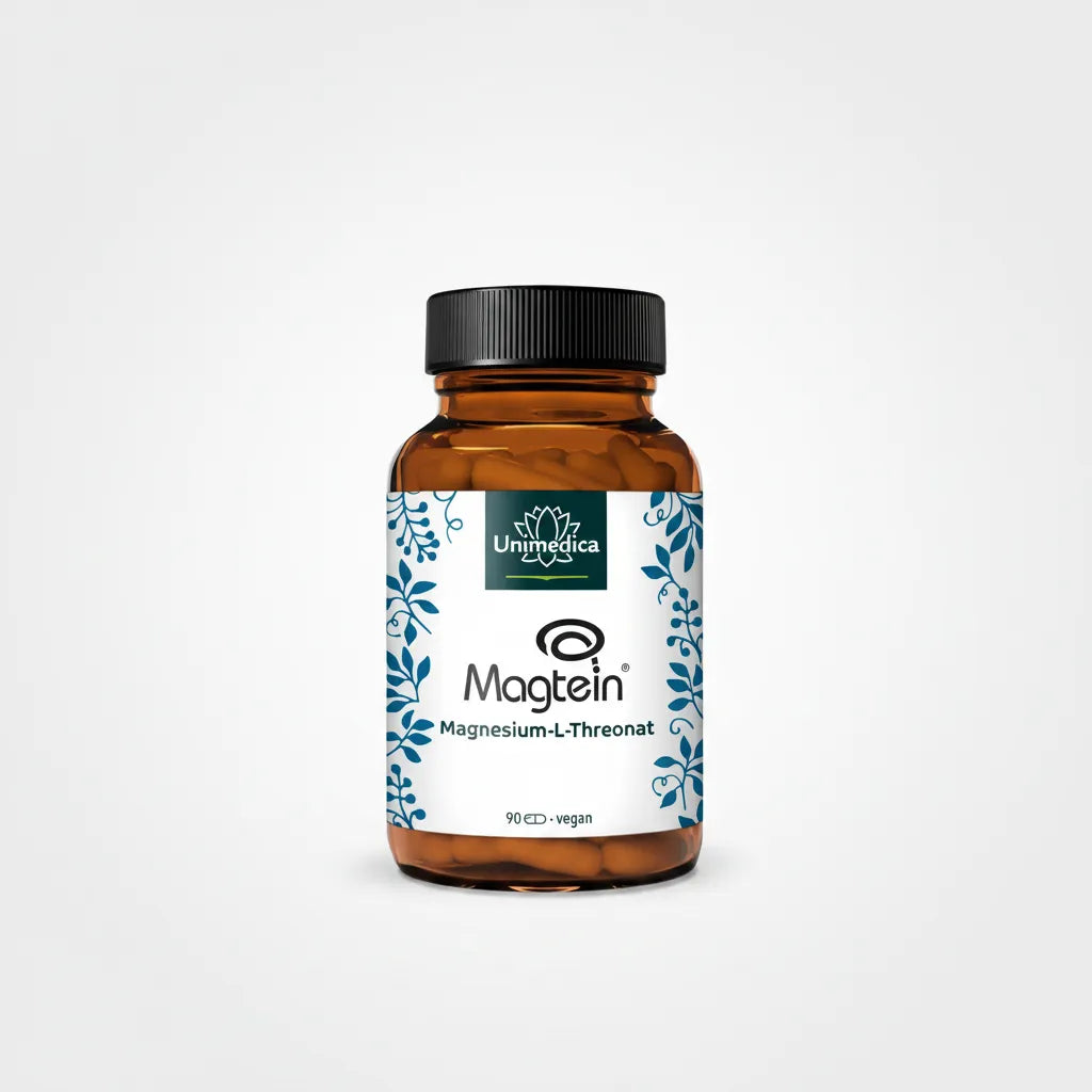 Magnesium L-Threonat - Magtein® - 144 mg Magnesium pro Tagesdosis (3 Kapseln) - 90 Kapseln von Unimedica - Studioshot