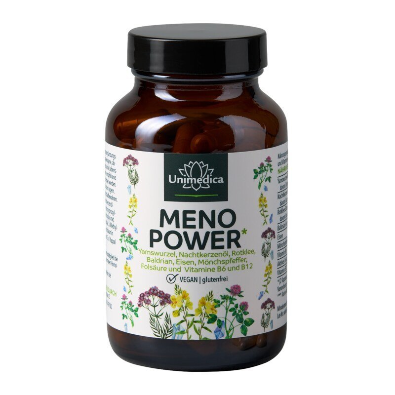 Menopower* - Komplex mit Yamswurzel, Nachtkerzenöl, Eisen und B - Vitaminen - 90 Kapseln - Nahrungsergänzung Unimedica