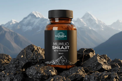 Mumijo Shilajit mit 80% Fulvinsäure - 180 Kapseln - Nahrungsergänzung Unimedica Kornkammer Natur