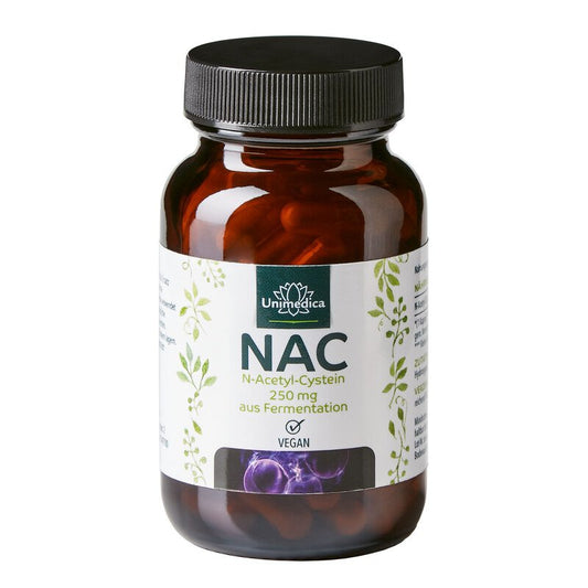 NAC - 250 mg pro Tagesdosis - N-Acetyl-Cystein aus natürlicher Fermentation - 90 Kapseln