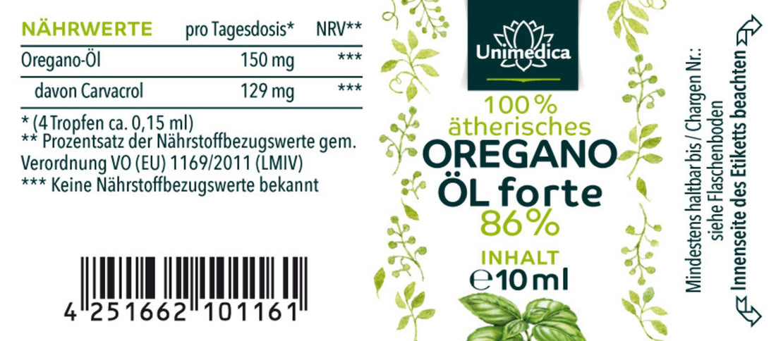 Oregano Öl Forte Unimedica 100% ätherisches Öl Kornkammer Natur