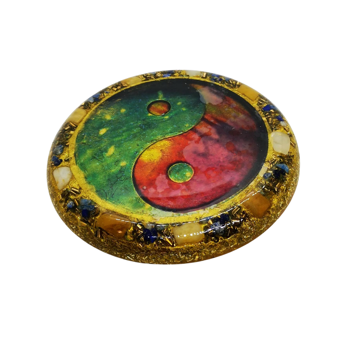 Mittelgroße Orgonit-Platte mit Ying-Yang Symbol