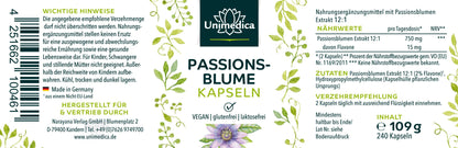 Passionsblume - 750 mg pro Tagesdosis (2 Kapseln) - 240 Kapseln