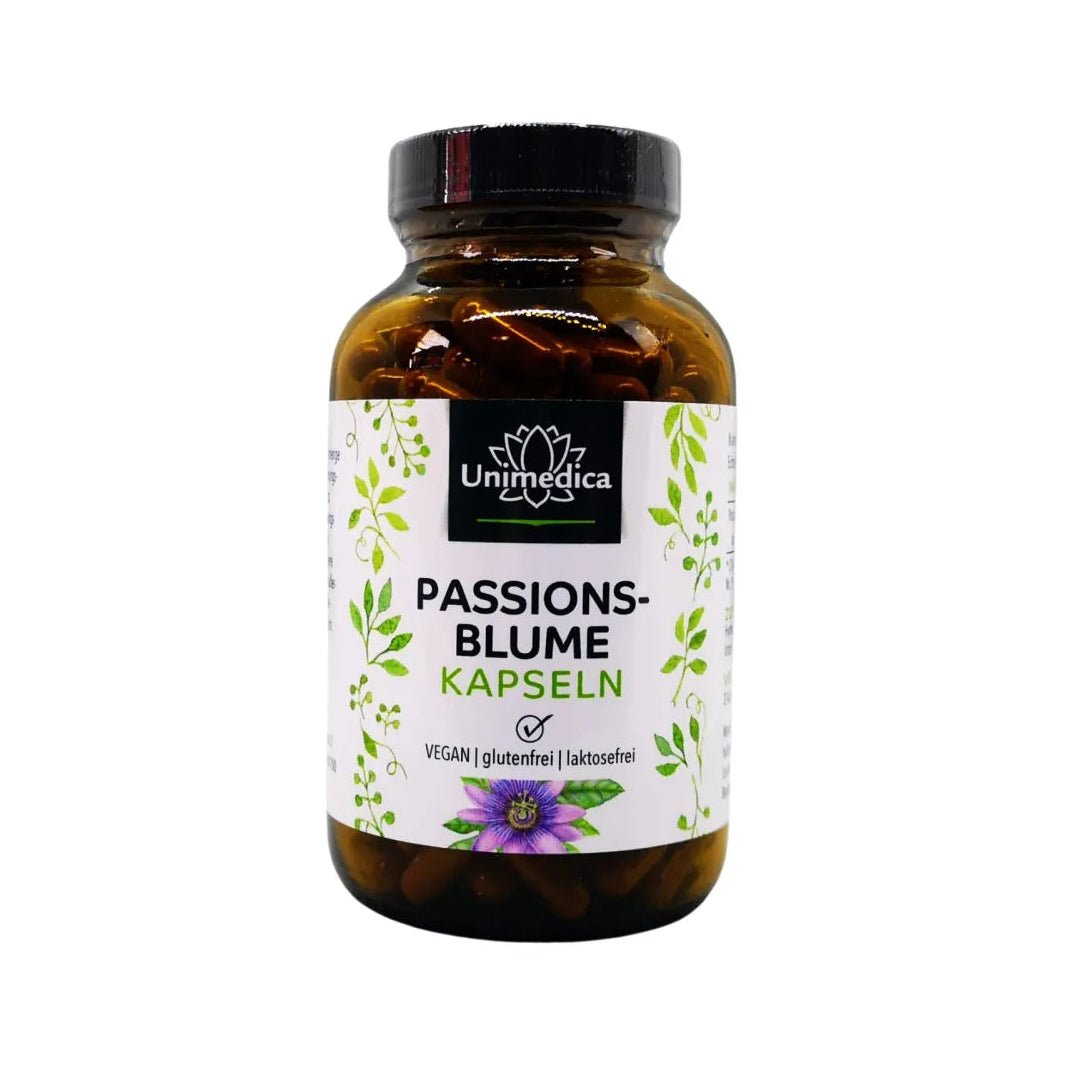 Passionsblume - 750 mg pro Tagesdosis (2 Kapseln) - 240 Kapseln - Nahrungsergänzung Unimedica Kornkammer Natur