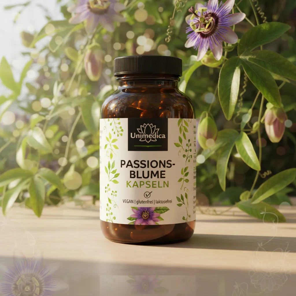 Passionsblume - 750 mg pro Tagesdosis (2 Kapseln) - 240 Kapseln - Nahrungsergänzung Unimedica Kornkammer Natur