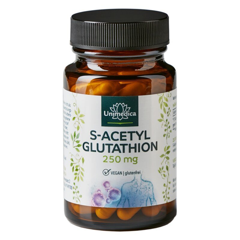 S - Acetyl - Glutathion - stabile Glutathionform - 250 mg pro Tagesdosis - hochdosiert - NahrungsergänzungUnimedica Kornkammer Natur