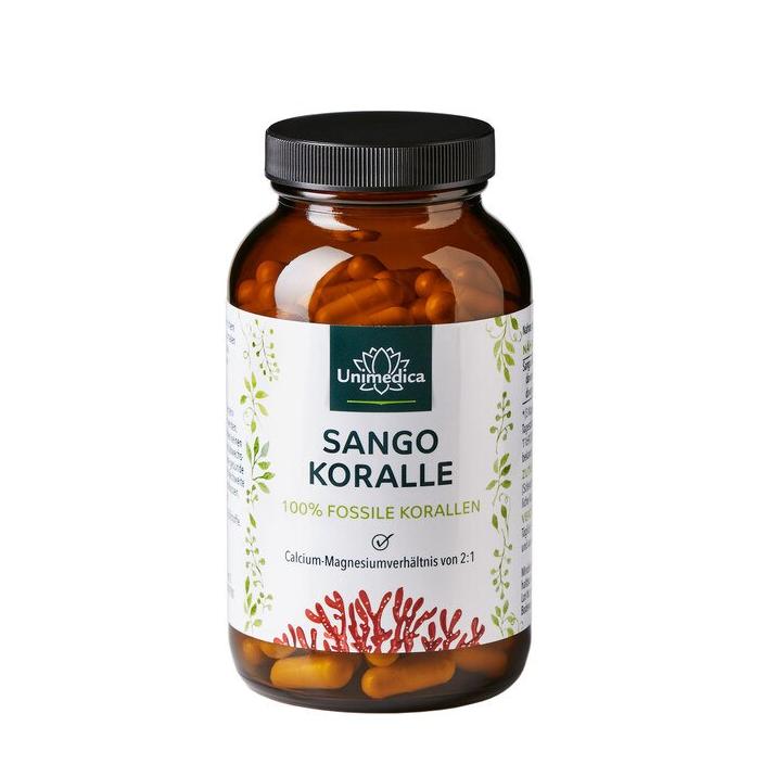 Sango Koralle - 100 % fossile Korallen aus Okinawa/Japan - (Calcium und Magnesium) - 180 Kapseln - NahrungsergänzungUnimedica Kornkammer Natur