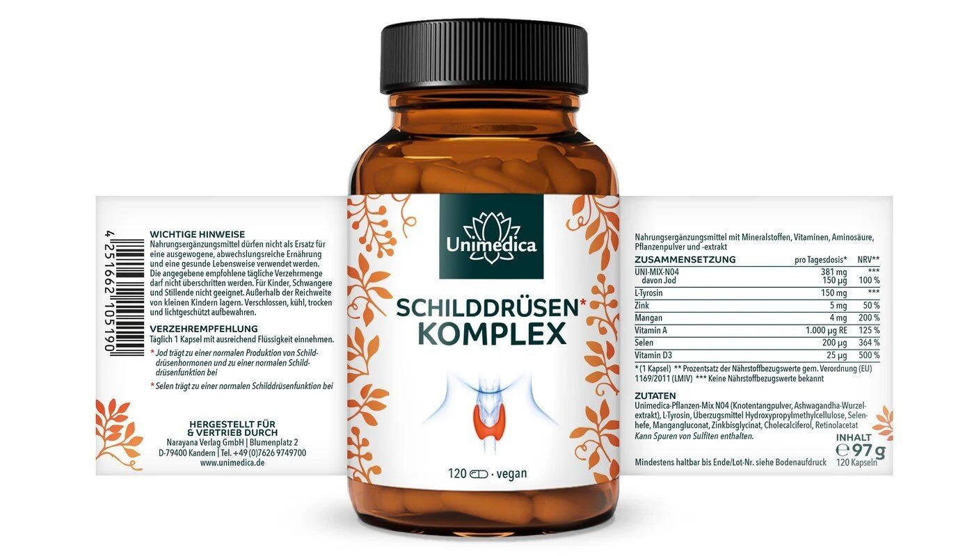 Schilddrüsen* Komplex - 120 Kapseln - von Unimedica - NahrungsergänzungUnimedica Kornkammer Natur