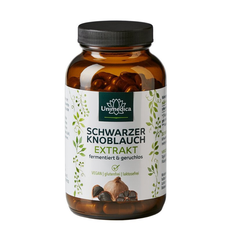 Schwarzer Knoblauch - 180 Kapseln - fermentiert und geruchlos - NahrungsergänzungUnimedica Kornkammer Natur
