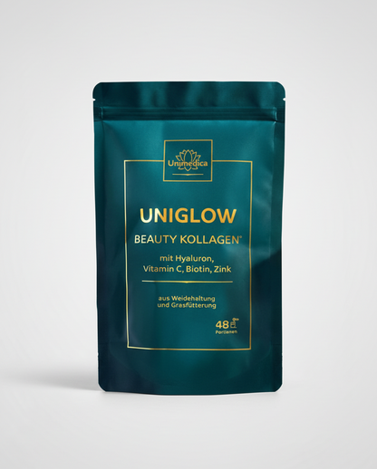 Uniglow Beauty Kollagen - Komplex (aus Grasfütterung) + Vitamin C, Biotin und Zink - 500 g Pulver Studio