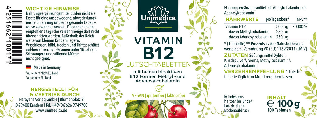 Vitamin B12 - 500 µg pro Tagesdosis 100 Lutschtabletten