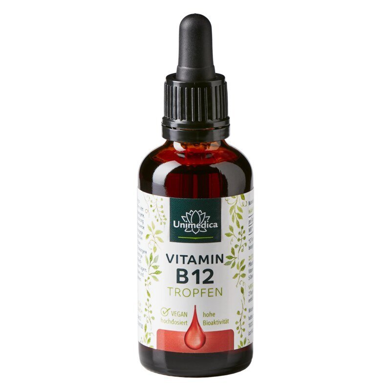 Vitamin B12 Tropfen - ohne Alkohol - VEGAN - 50 ml - NahrungsergänzungUnimedica Kornkammer Natur