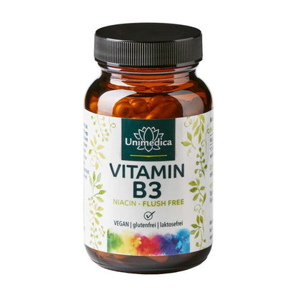 Vitamin B3 Niacin "Flush Free" - 500 mg - 90 Kapseln - NahrungsergänzungUnimedica Kornkammer Natur