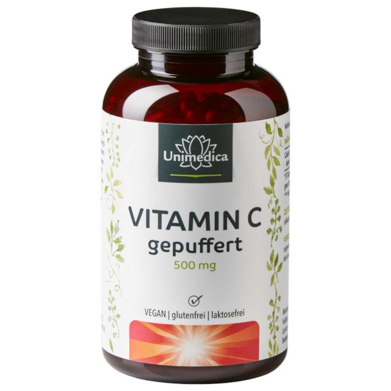 Vitamin C gepuffert - 1.000 mg pro Tagesdosis (2 Kapseln) - 99 % Reinheit - 365 Kapseln