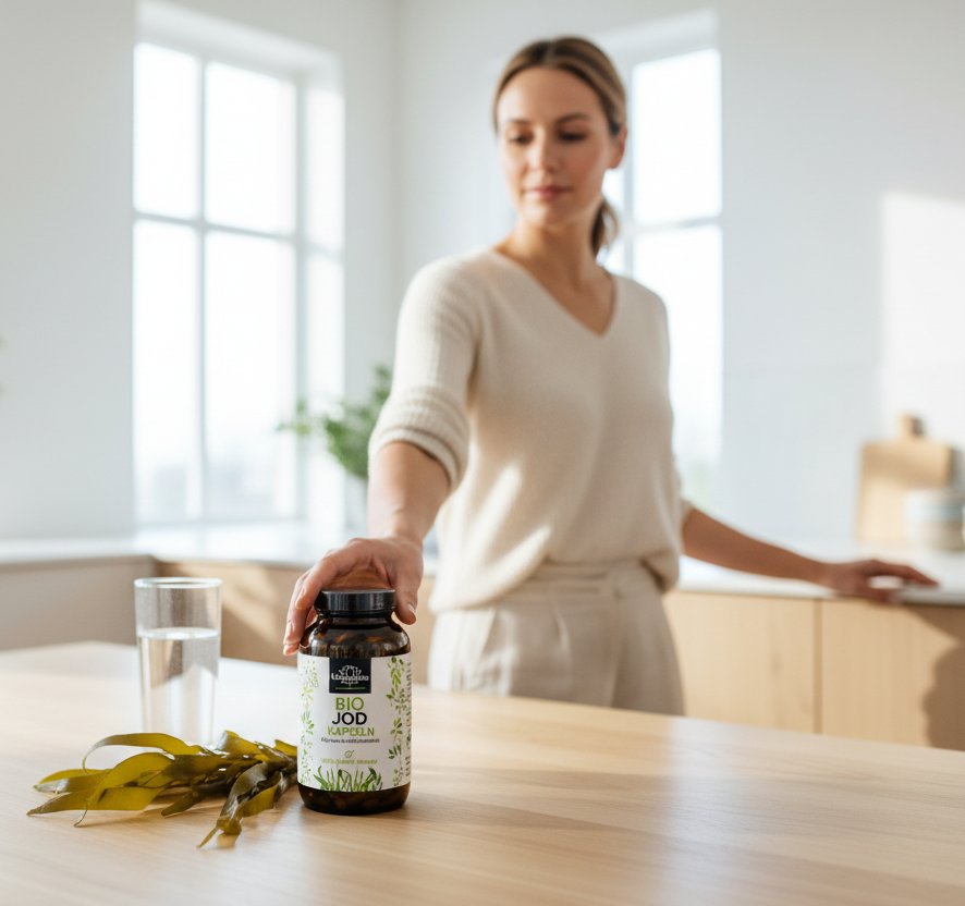 bio jod kapseln Kelp lifestyle mit person