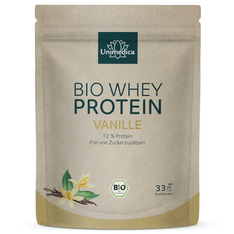 Bio Whey Protein - Vanille - 72 % Protein - 1 kg -Nahrungsergänzung - Unimedica - Kornkammer Natur
