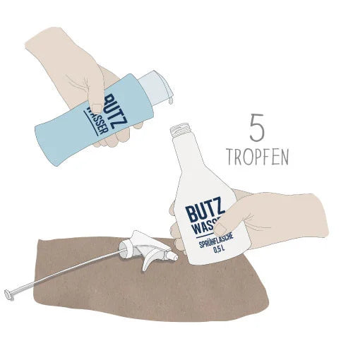Butzwasser in einer Sprühflasche