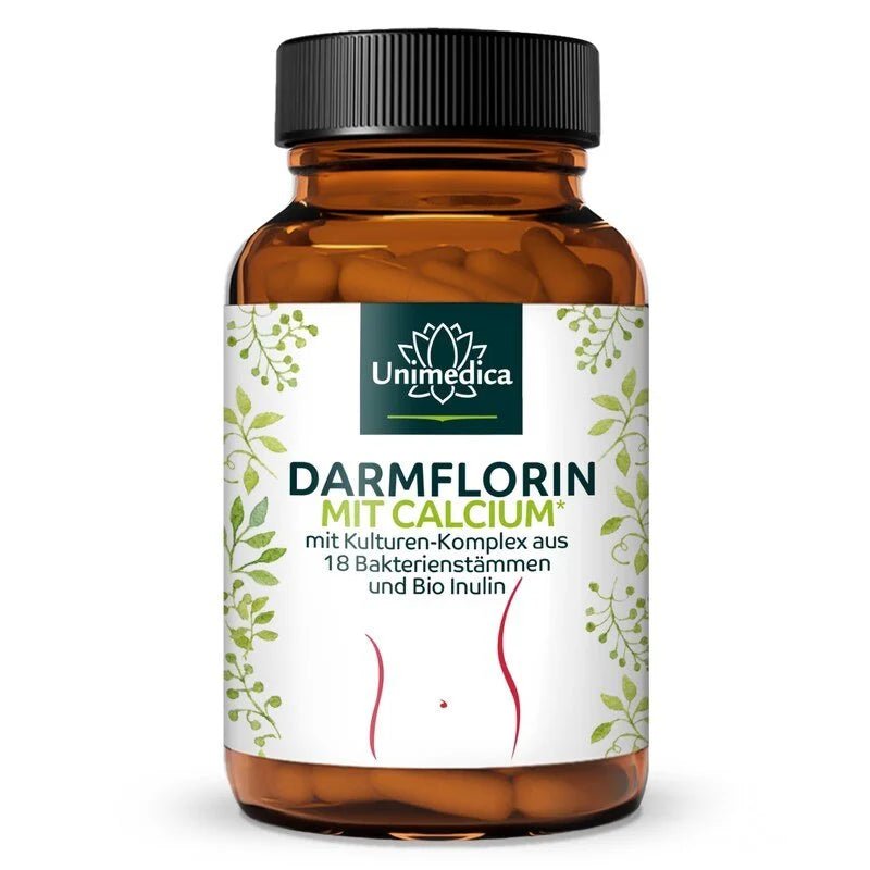 Darmflorin mit Calcium - mit Kulturen Komplex aus 18 Bakterienstämmen und Bio Inulin - 180 Kapseln - NahrungsergänzungUnimedica Kornkammer Natur