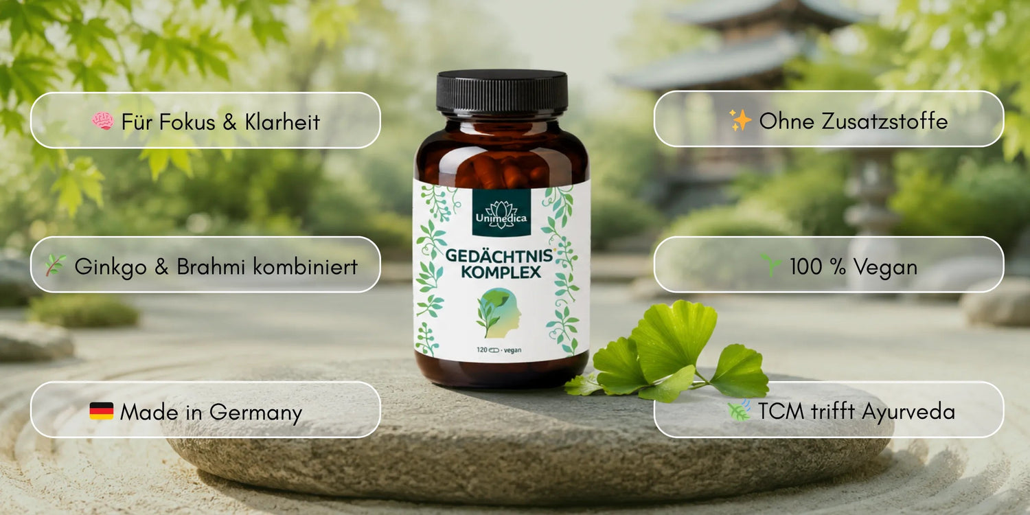 Gedächtnis* Komplex mit Ginkgo Extrakt - 120 Kapseln - Nahrungsergänzung - Unimedica Kornkammer Natur
