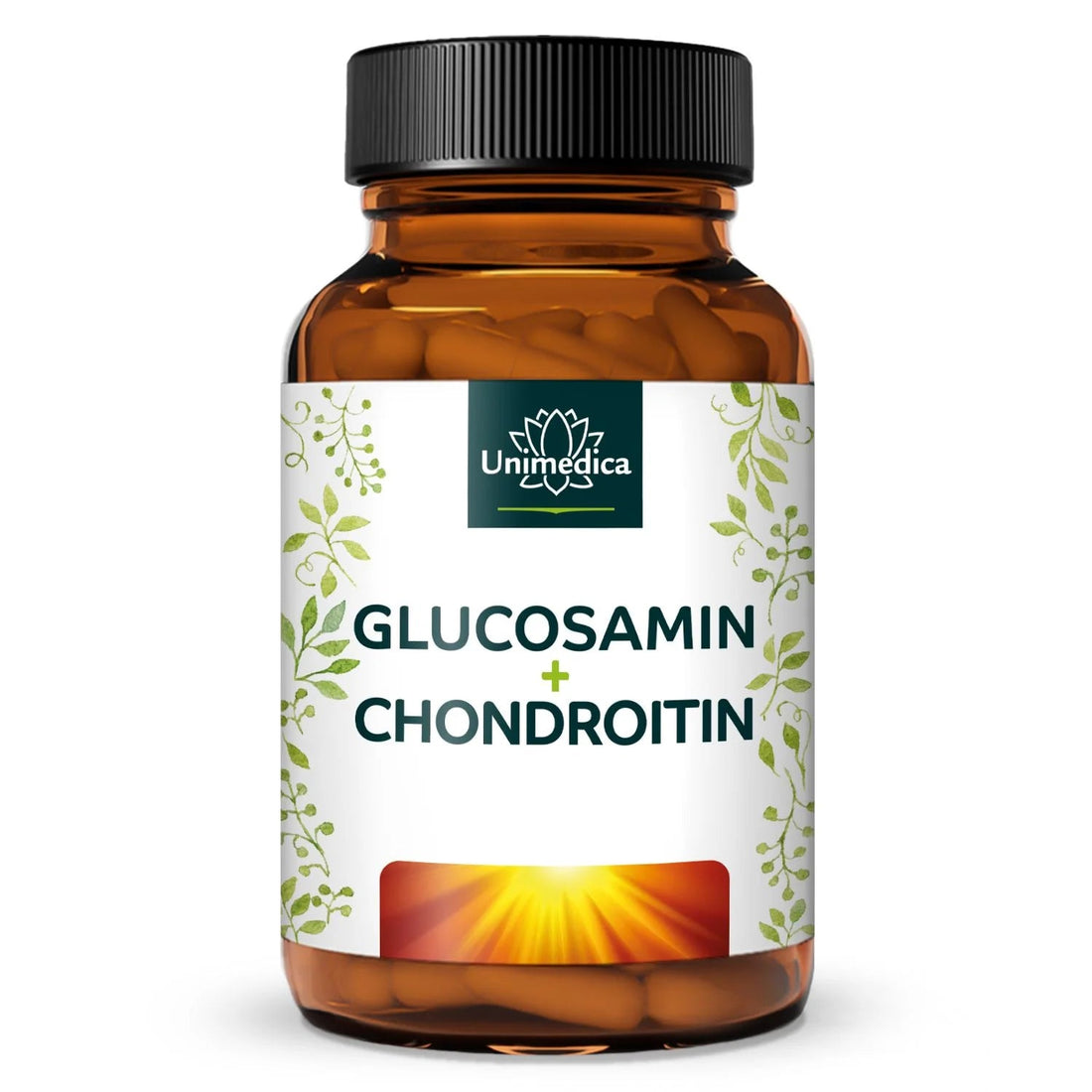 Glucosamin Chondroitin hochdosiert - 1000mg/1200mg + Vitamin C - 180 Kapseln - Nahrungsergänzung - Unimedica - Kornkammer Natur
