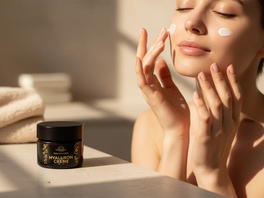 Hyaluron Creme - mit Aloe vera - Blattsaft, Hyaluronsäure und Lavendel - 50 ml - Creme - Unimedica - Kornkammer Natur - Frau