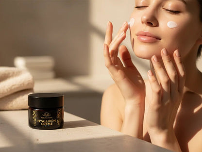 Hyaluron Creme - mit Aloe vera - Blattsaft, Hyaluronsäure und Lavendel - 50 ml - Creme - Unimedica - Kornkammer Natur - Frau