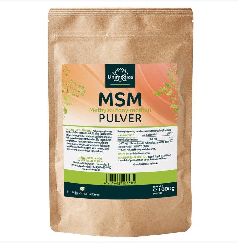 MSM Pulver Reinheitsgrad 99% 1kg - Nahrungsergänzung Unimedica Kornkammer Natur