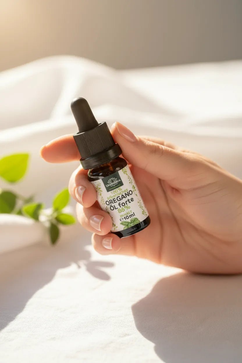 Oregano Öl forte 86% - Nahrungsergänzung - Unimedica -Kornkammer Natur - Hand