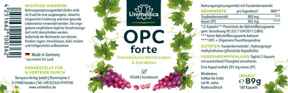 OPC Forte Traubenkernextrakt Nahrungsergänzungsmittel Herz Entschlackung Unimedica Kornkammer Natur Tagesdosis empfohlene Menge  made in germany