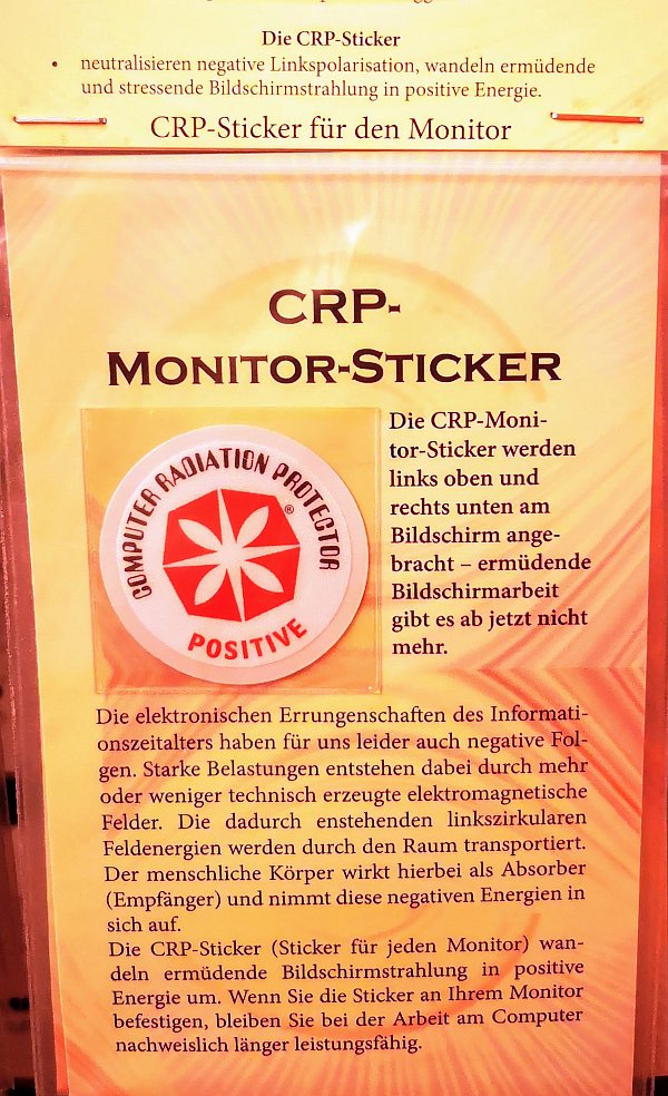 CRP Sticker 2 Stück (mit Verpackung) CRP Sticker 2 Stück (am Laptop) Pen Yang Mann Feinstofflich Laptop Sticker Elektrosmog Kornkammer Natur