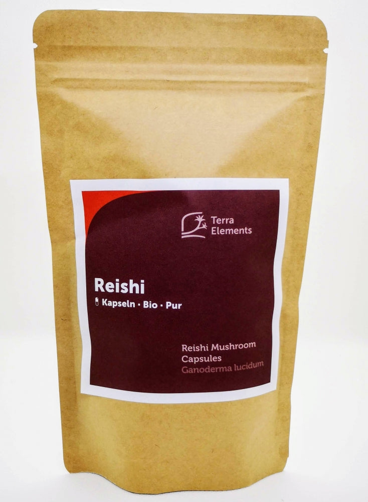 Reishi Pilz Pulver Kapseln Leber  Immunsystem Nahrungsergänzungsmittel Bio Vegan Terra Elements Kornkammer Natur