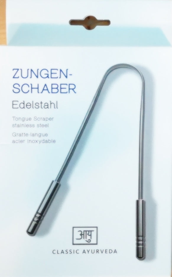 Mundgeruch Zungenreiniger frischen Atem und ein sauberes Gefühl im Mund Ayurveda Edelstahl Kornkammer Natur